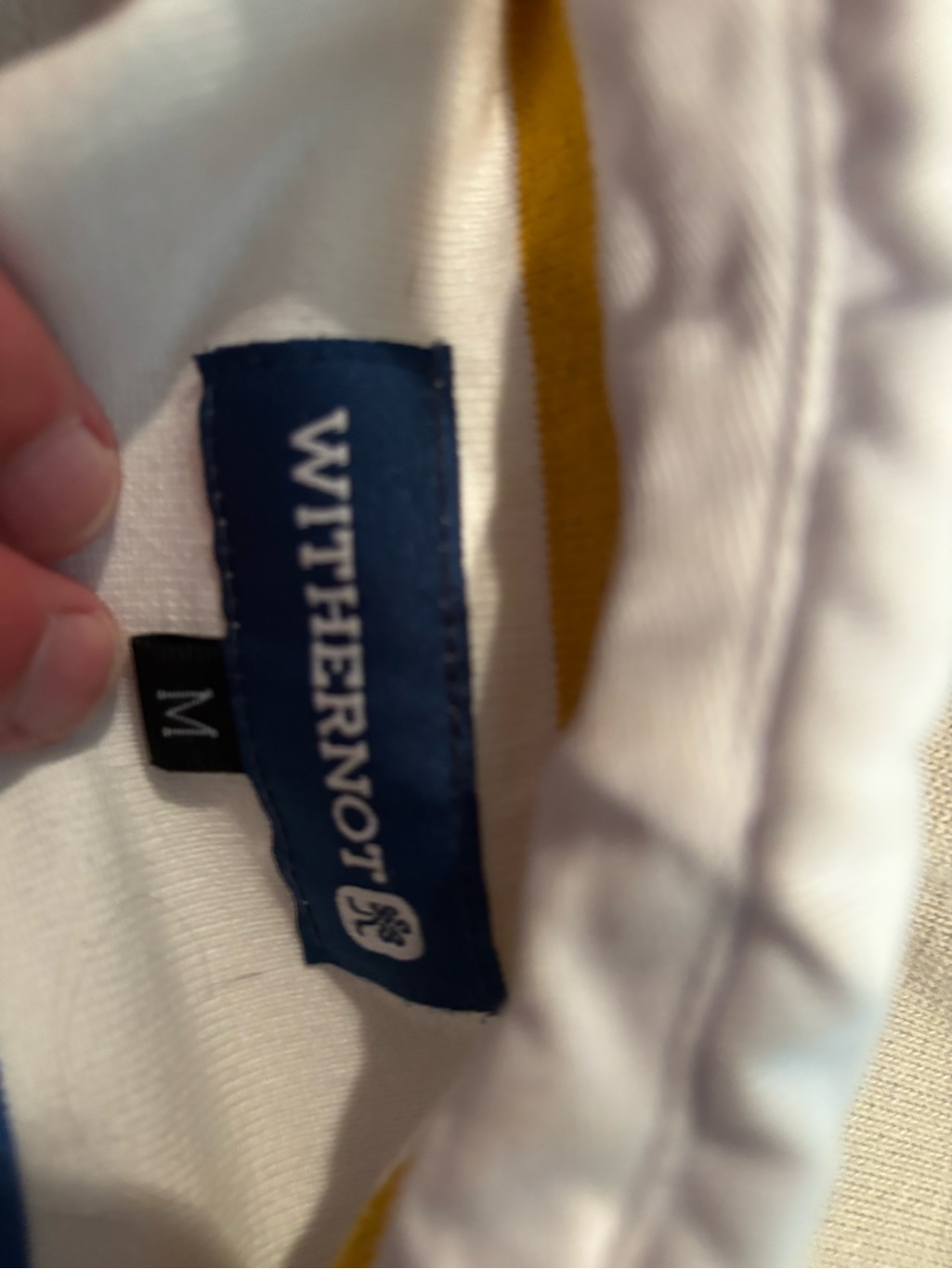 Wither Striped Long-Sleeve Rugby Shirt In White With Blue, Red & Yellow Stripes — image 3 of 3